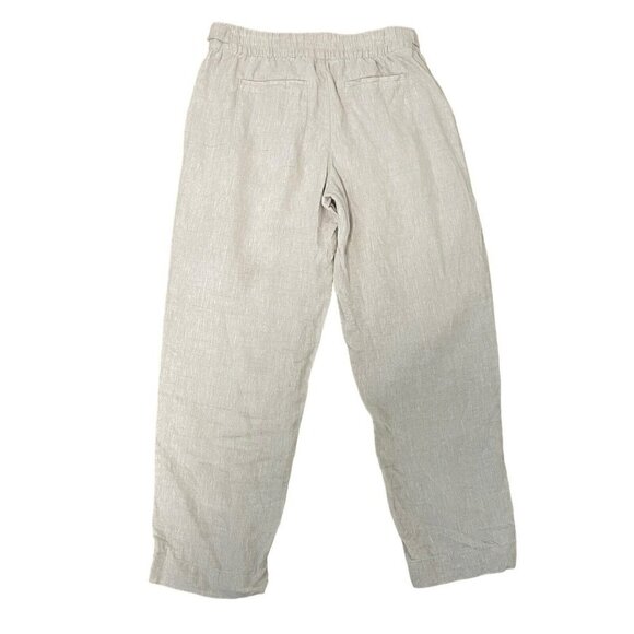 Athleta 100% Linen Tapered Ankle Leg Pants Snap Pockets Natural Beige size 8 - Picture 3 of 5